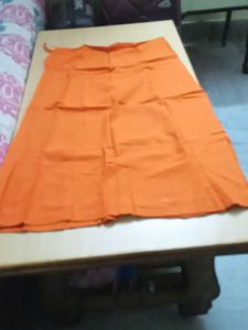 Orange Sari with Floral Embroidery