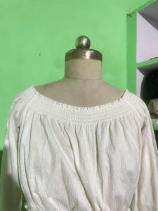 Off-Shoulder Smocked Crop Top