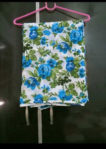 White Kurta with Floral Print Bottoms