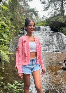 Pink Cherry Knit Cardigan