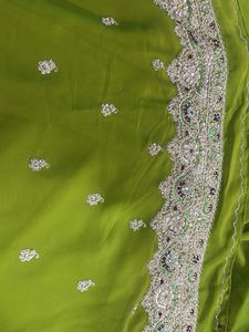 Embroidered olive 🫒 Green zardosi hand work saree