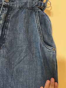 High-Waisted Denim Pants with Belt Detail