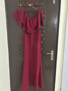 Red Ruffled Off-Shoulder Dress(gown)