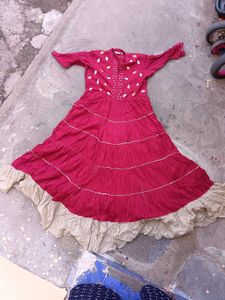 Beautiful Red Tiered Ethnic Gown