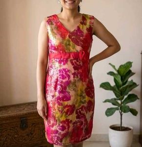 Vibrant Floral Print Sleeveless Dress