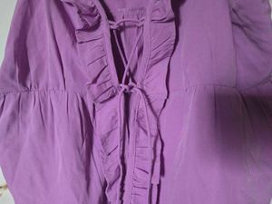 Chic Purple Ruffled Lace-Up Top