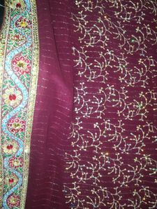 Elegant Maroon Embroidered Dupatta/Scarf