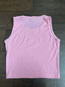 Pink Graphic Smiley Tank Top