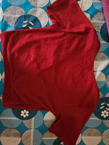 V Neck Maroon Crop Top