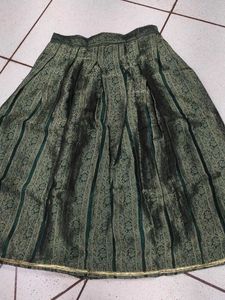 Green Blouse with box pleate skirt