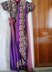 Purple Saree With Blouse Piece