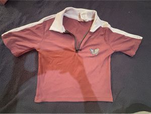 Ribbed Dusty Rose Colorblock Quarter-Zip Top with