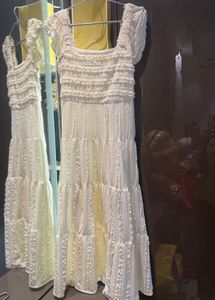 Cream Tiered ruffle Dress