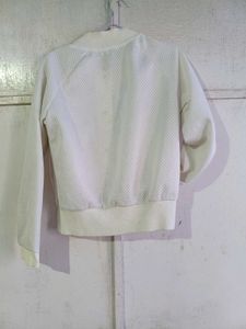 White Mesh Bomber Jacket