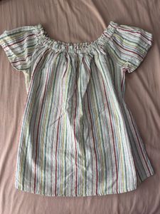 coquette Striped Off-Shoulder Top