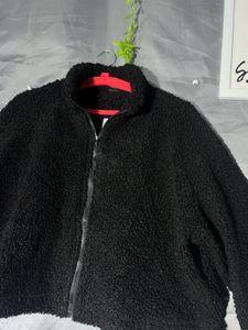 SHEIN Cozy Black Teddy Fleece Jacket