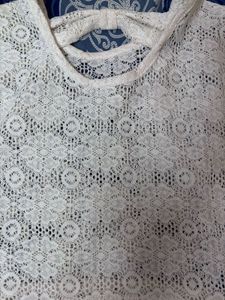 Trendy White Lace Tie-Back Top