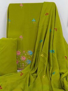 Emerald Elegance - Olive Green Embroidered Suitset