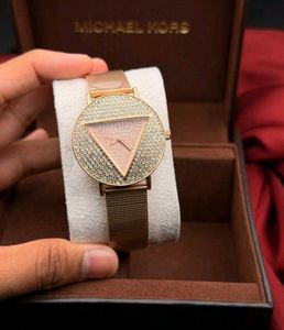 Sparkling Rose Gold Triangle Watch