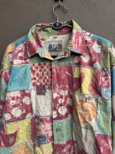 Men's Colorful Patchwork Long Sleeve Shirt