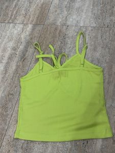 Lime Green Tie-Front Crop Top