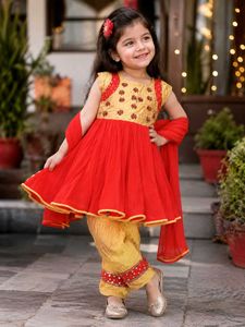 Adorable Red & Yellow Kurta Set