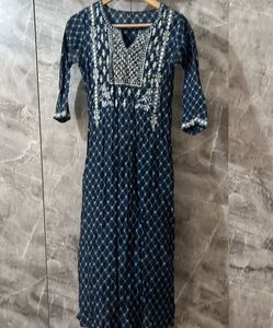 Embroidered Blue Ethnic Kurta