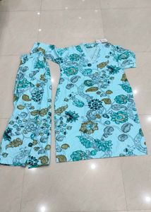 Light Blue Floral Kurta 2 piece set