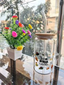 Customize Tea Lover Glass Tumbler with bamboo lid