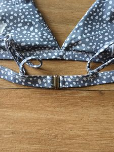 Grey Polka Dot Bikini Top