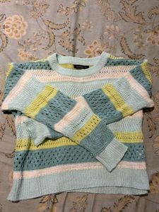 ZUDIO | Striped Crochet Knit Sweater