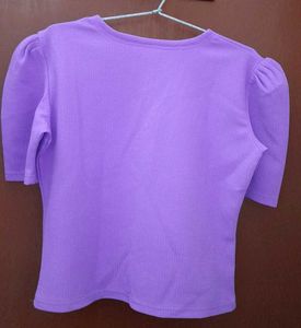 Purple Ribbed Crop Top