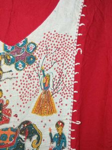 Vibrant Red Embroidered Kurti