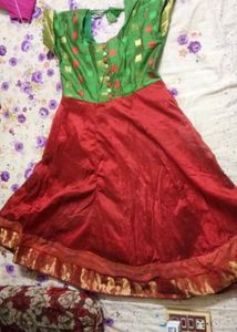 Beautiful Red and Green banarasi anarkali dressi