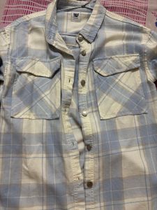 Light Blue Plaid Button-Up Shirt