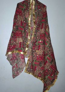 Embroidered Silk Blend Dupatta heavy punjabi seque