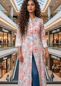 🌸Floral Print aline kurta with beautiful sleeves