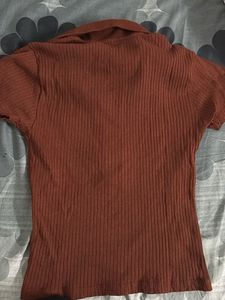 Ribbed Collared Polo T- Shirt
