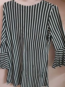 Chic Striped Bell Sleeve Top