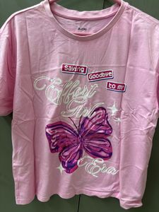 Pink Graphic Butterfly T-Shirt🌷(not wore once)