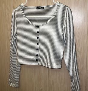Striped Long Sleeve Crop Top