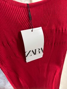 Stunning Red Ribbed Bodycon Midi Dress