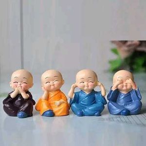 Resin Buddha Monk Statues -Multicolor (Set of 4)