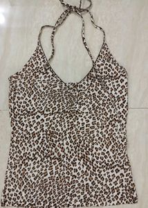 Leopard Print Halter Neck Cami Top