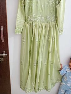 Pista Green New Gown Style Kurti