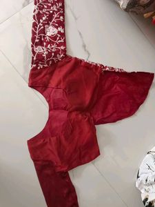 Maroon Embroidered Saree ready to wear