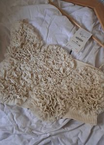 Zara off white floral embellished top