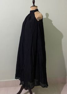 Crinkled Black Halter Neck Dress