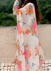 Floral Print Kurta Set with Jacket