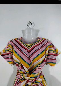 Striped Top &amp; Denim Shorts Set